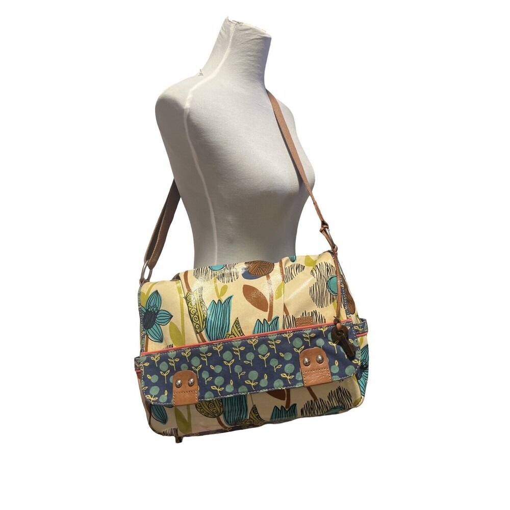 FOSSIL Key-per Coated Canvas Floral Multi-Color Travel/diaper/Laptop Bag